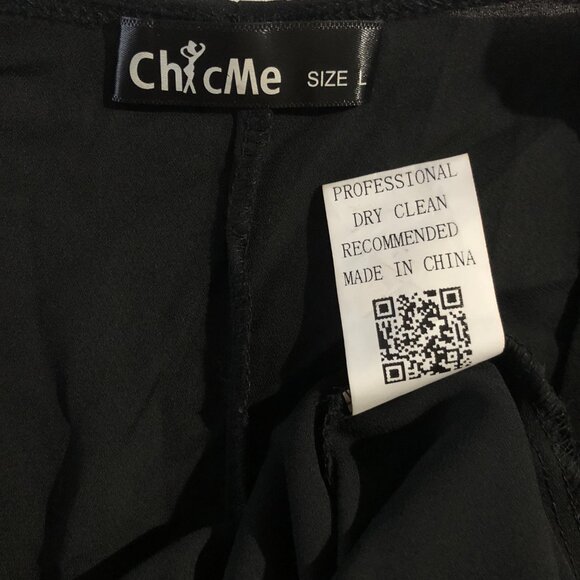 Chic Me Womens Size L Black V-Neck Wavy Edge Butterfly Long Sleeve Blouse - Picture 8 of 9